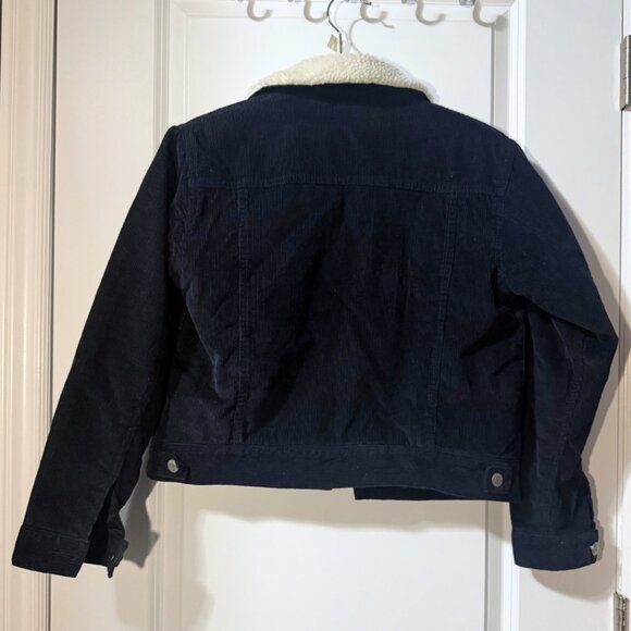 Gap Kids Navy Blue Corduroy Jacket with White Sherpa Collar – Size XL – NWT - Picture 7 of 9